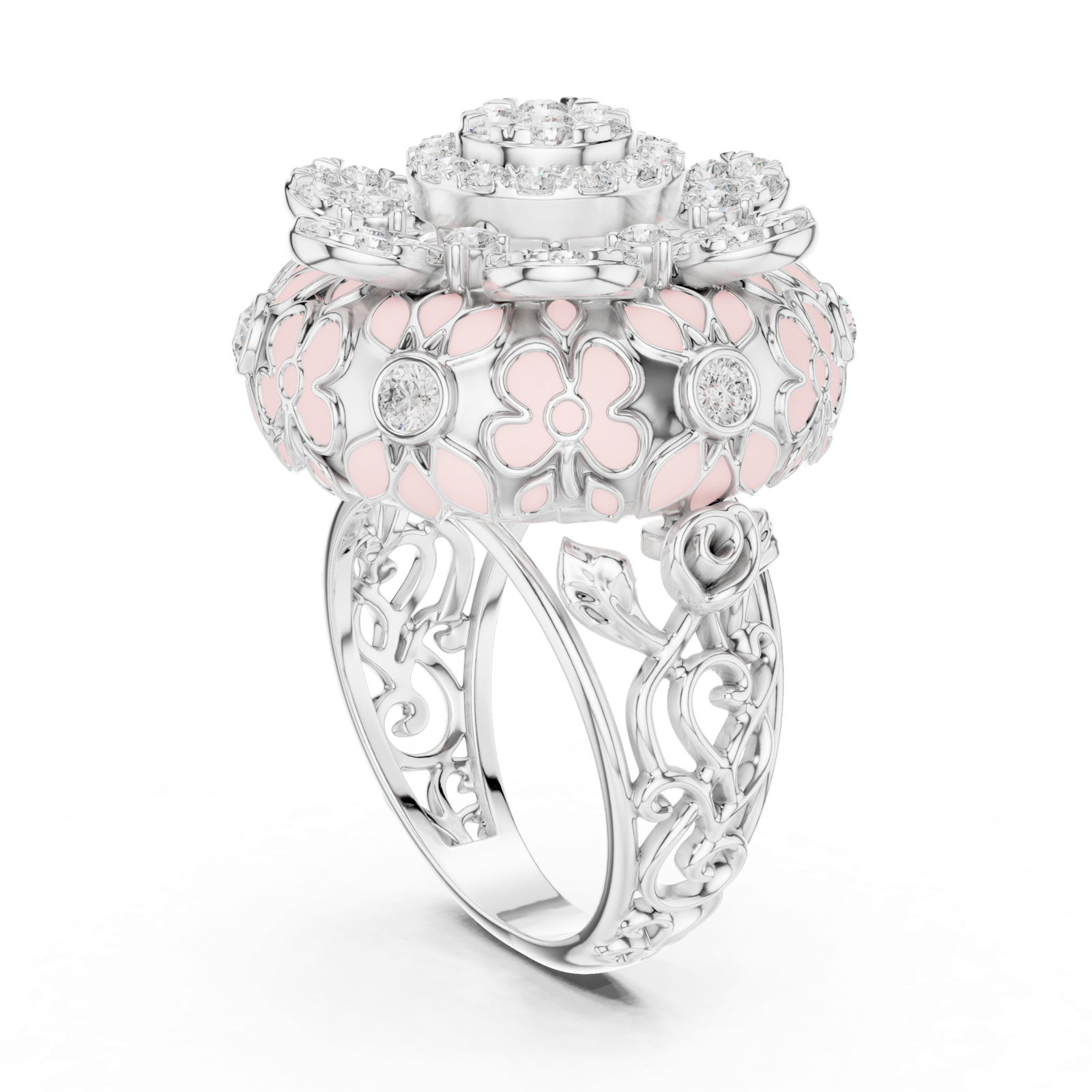 Gold Ring DDLR-767, White Gold, view 1