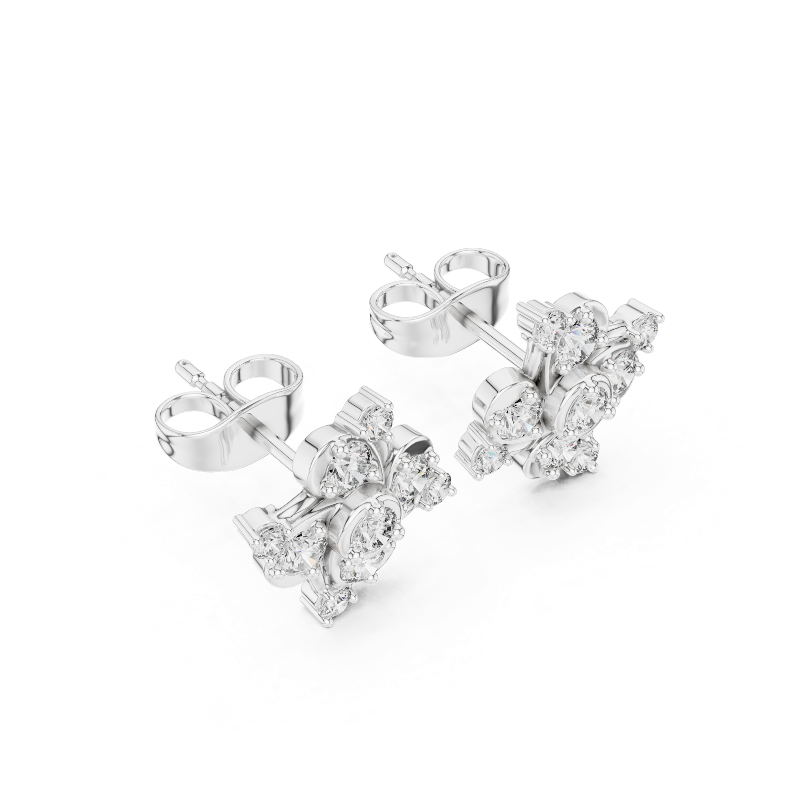 Gold Earrings 9-10004E, White Gold, view 2