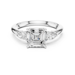 Gold Ring DDLR-035, Asscher center stone, White Gold, view 4