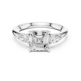 Gold Ring DDLR-035, Asscher center stone, White Gold, view 4