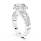 Gold Ring DDLR-350, Round center stone, White Gold, view 1
