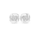 14K Solid Gold Lab Diamond Cluster Earrings, White Gold