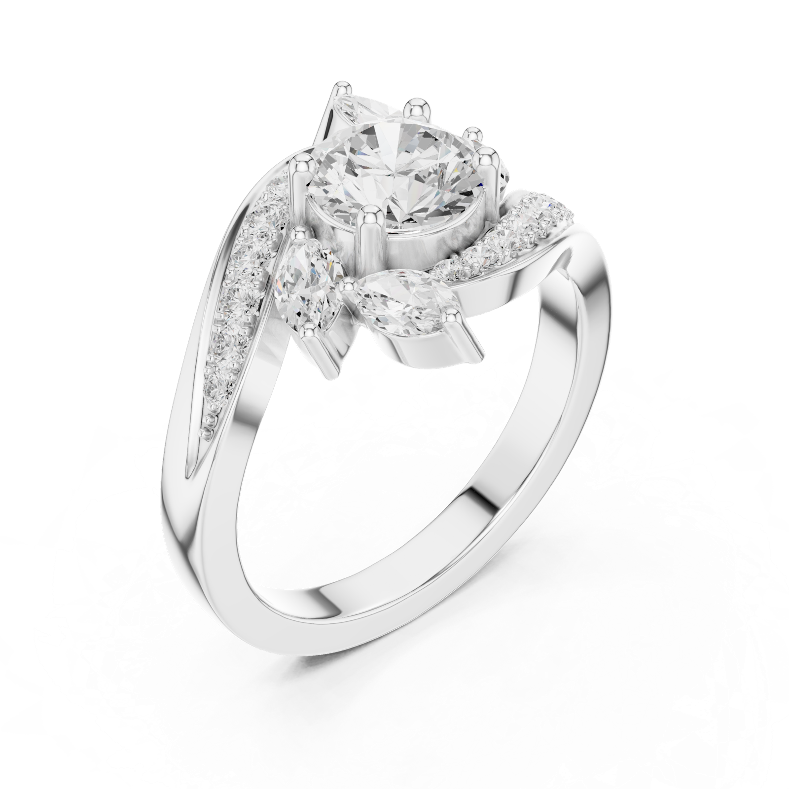Gold Ring DDLR-436, White Gold, view 2