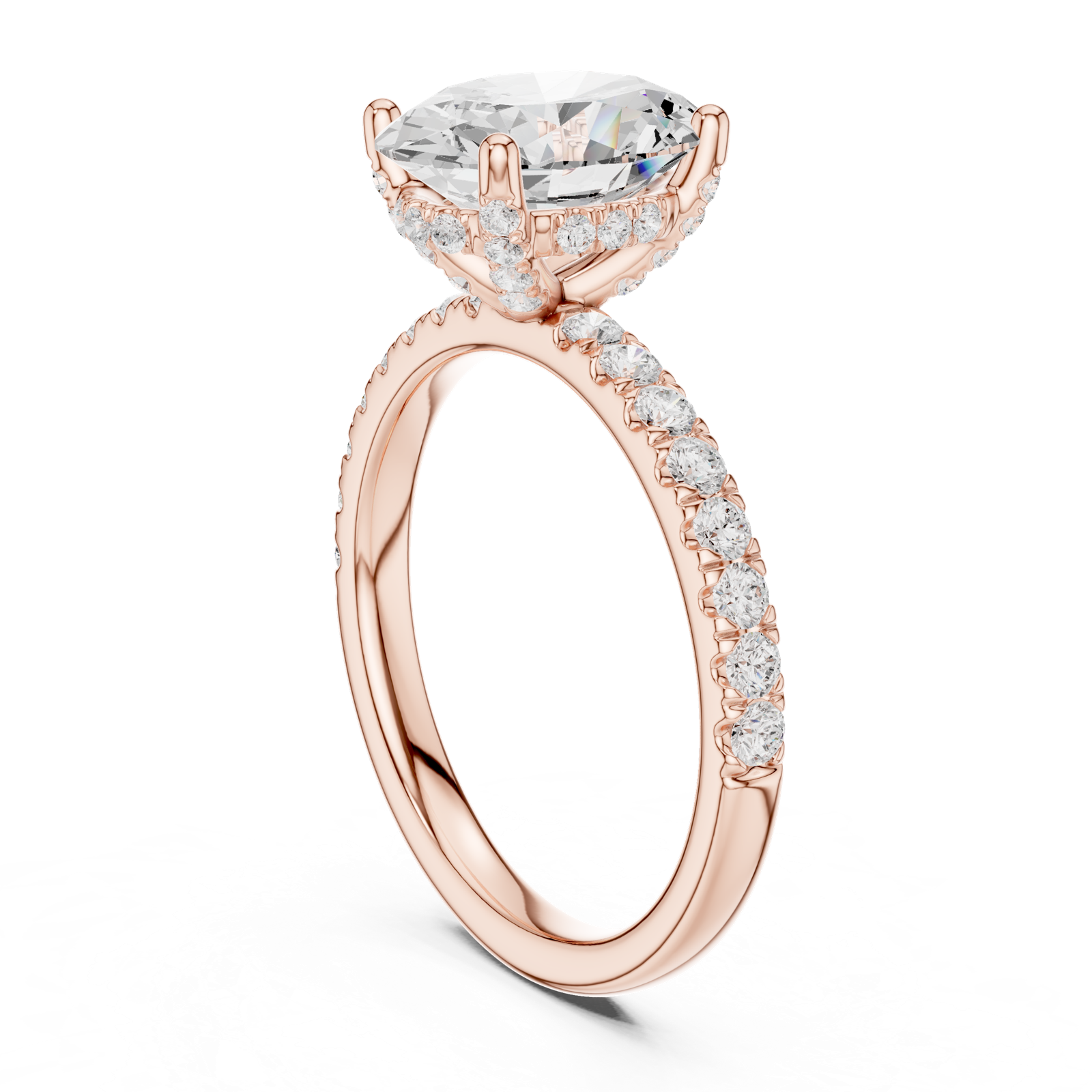 Gold Ring DDLR-161, Oval center stone, Rose Gold, view 1