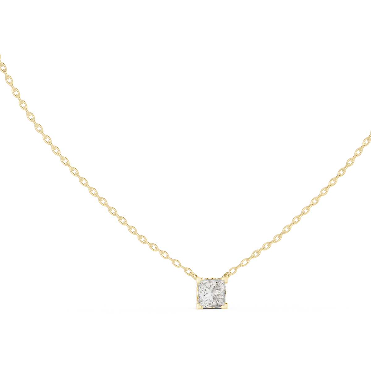 14K Solid Gold Lab Diamond Solitaire Pendant Necklace, Yellow Gold, view 1