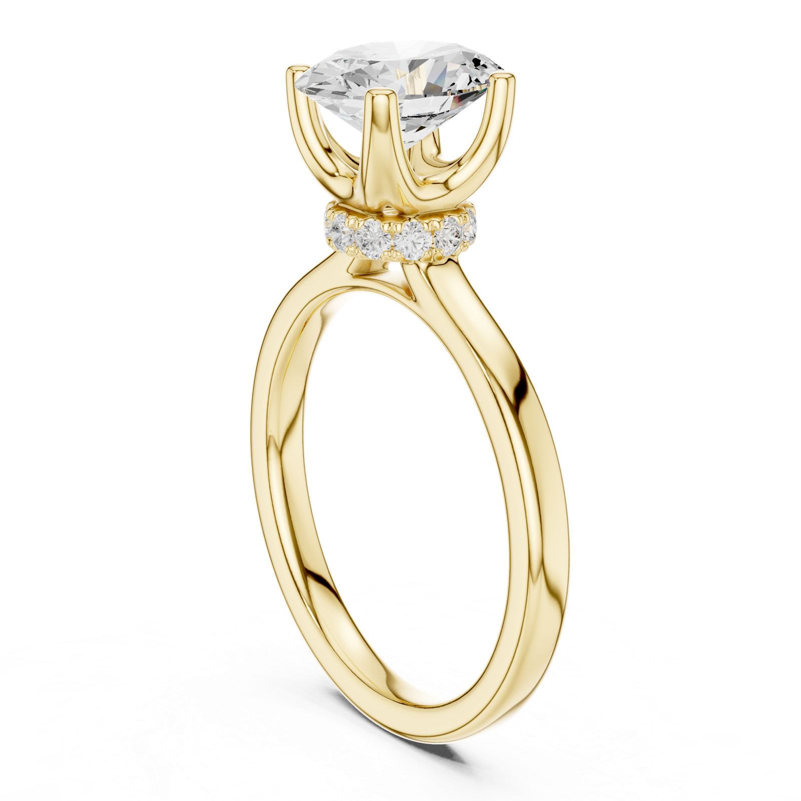 Gold Ring DDLR-176, Oval center stone, Yellow Gold, view 1