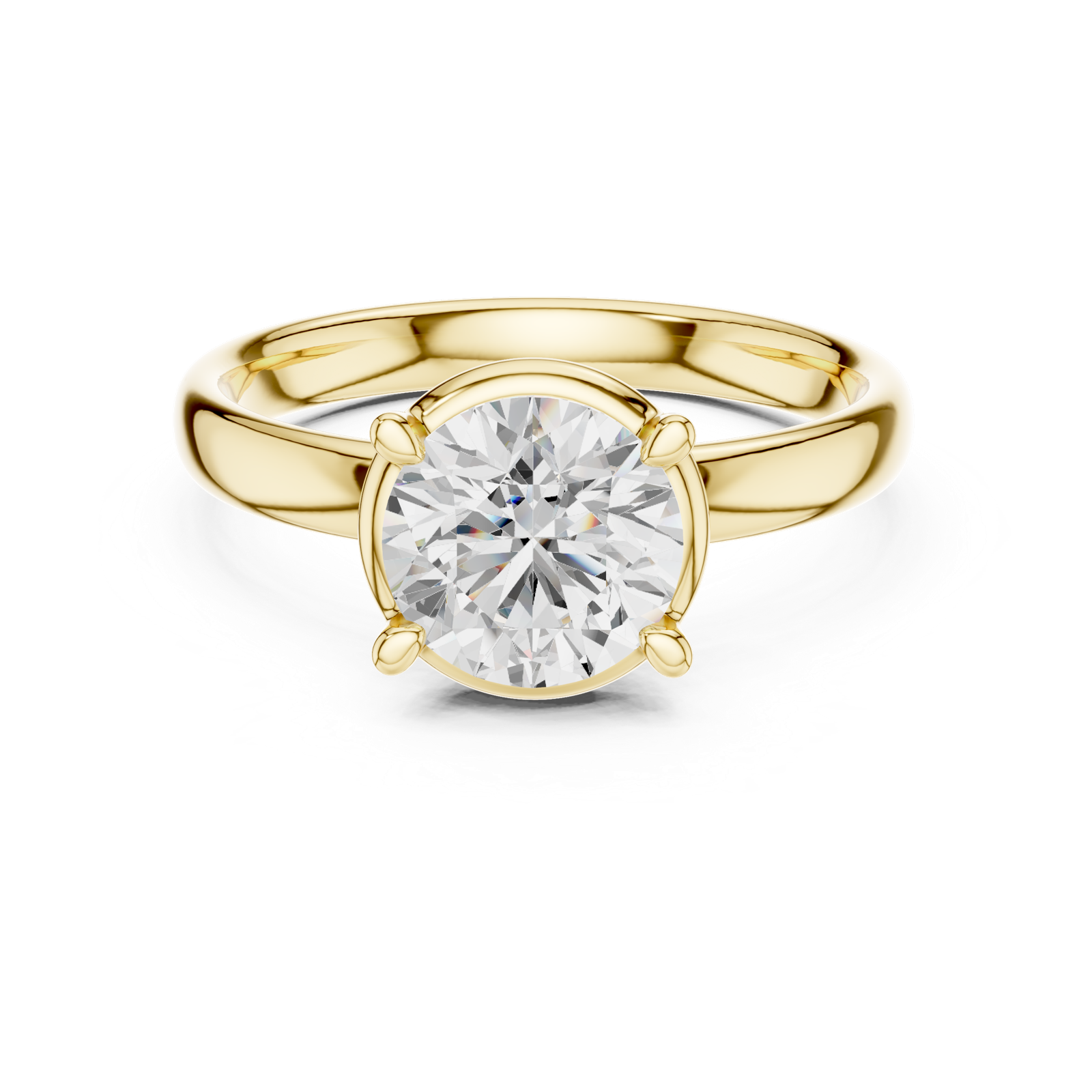 Gold Jewelry L36-10, Round center stone, Yellow Gold, view 4