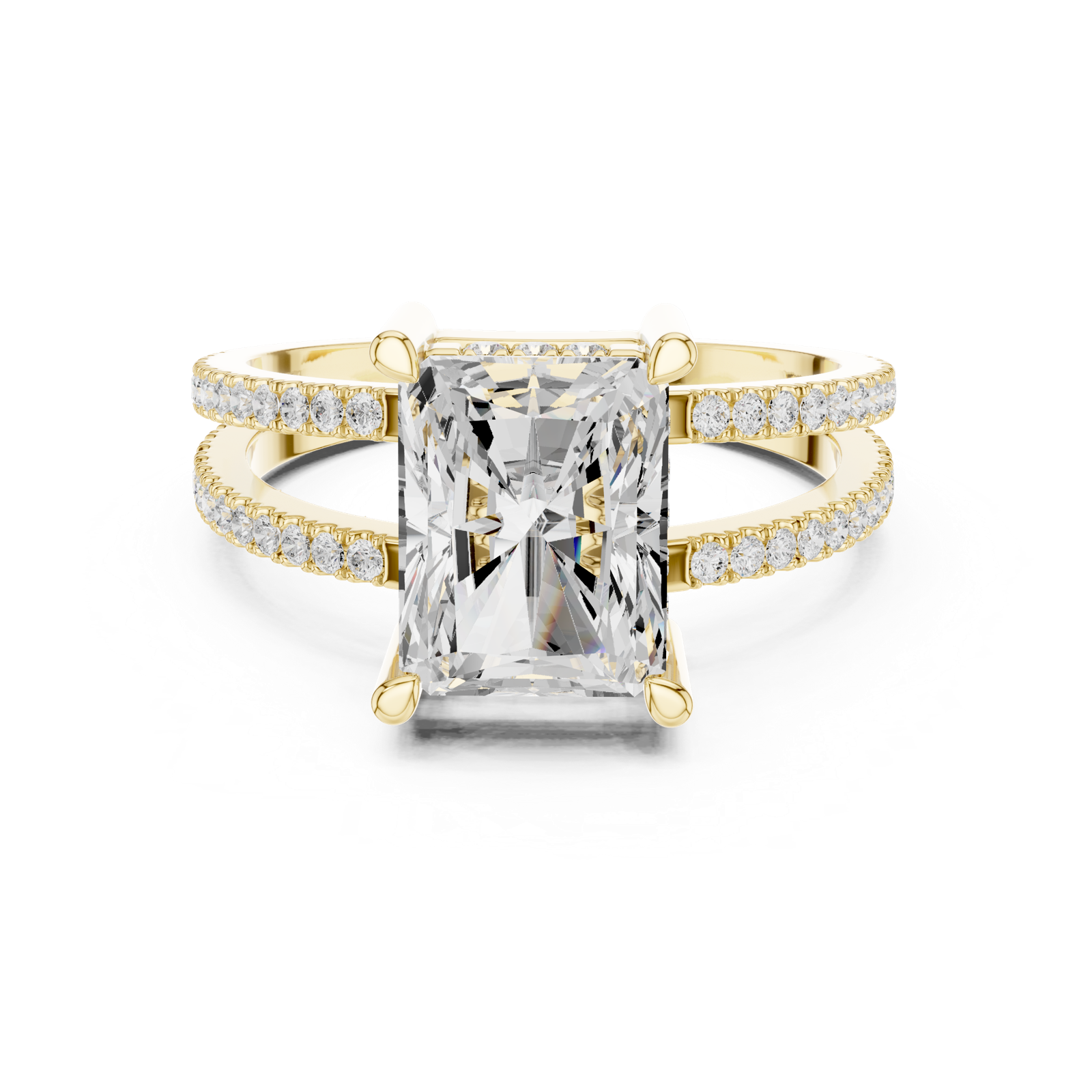Gold Jewelry L36-13, Radiant center stone, Yellow Gold, view 4
