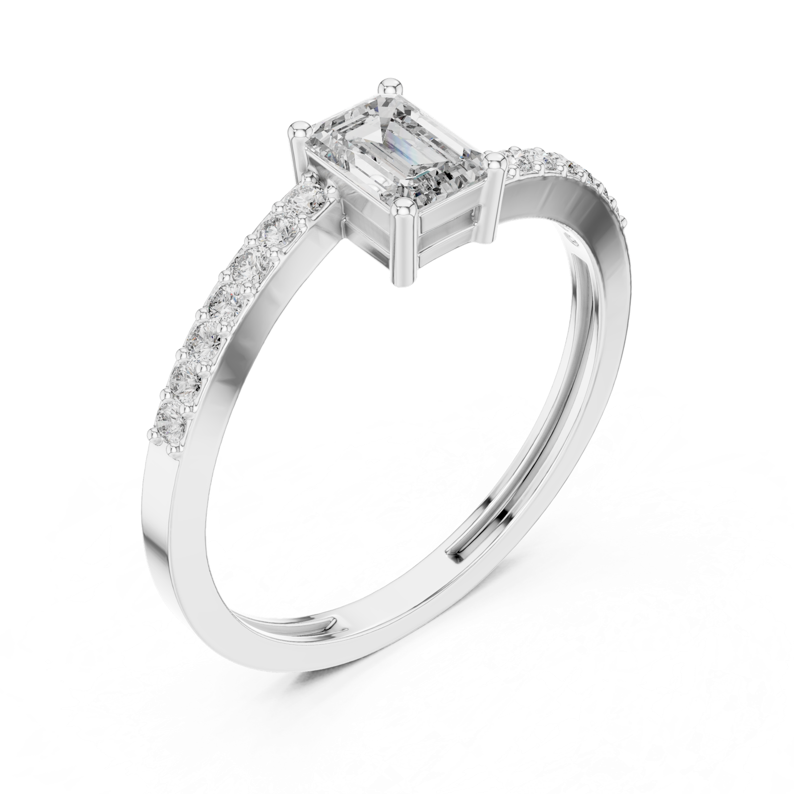 Gold Ring ALR-137, White Gold, view 2