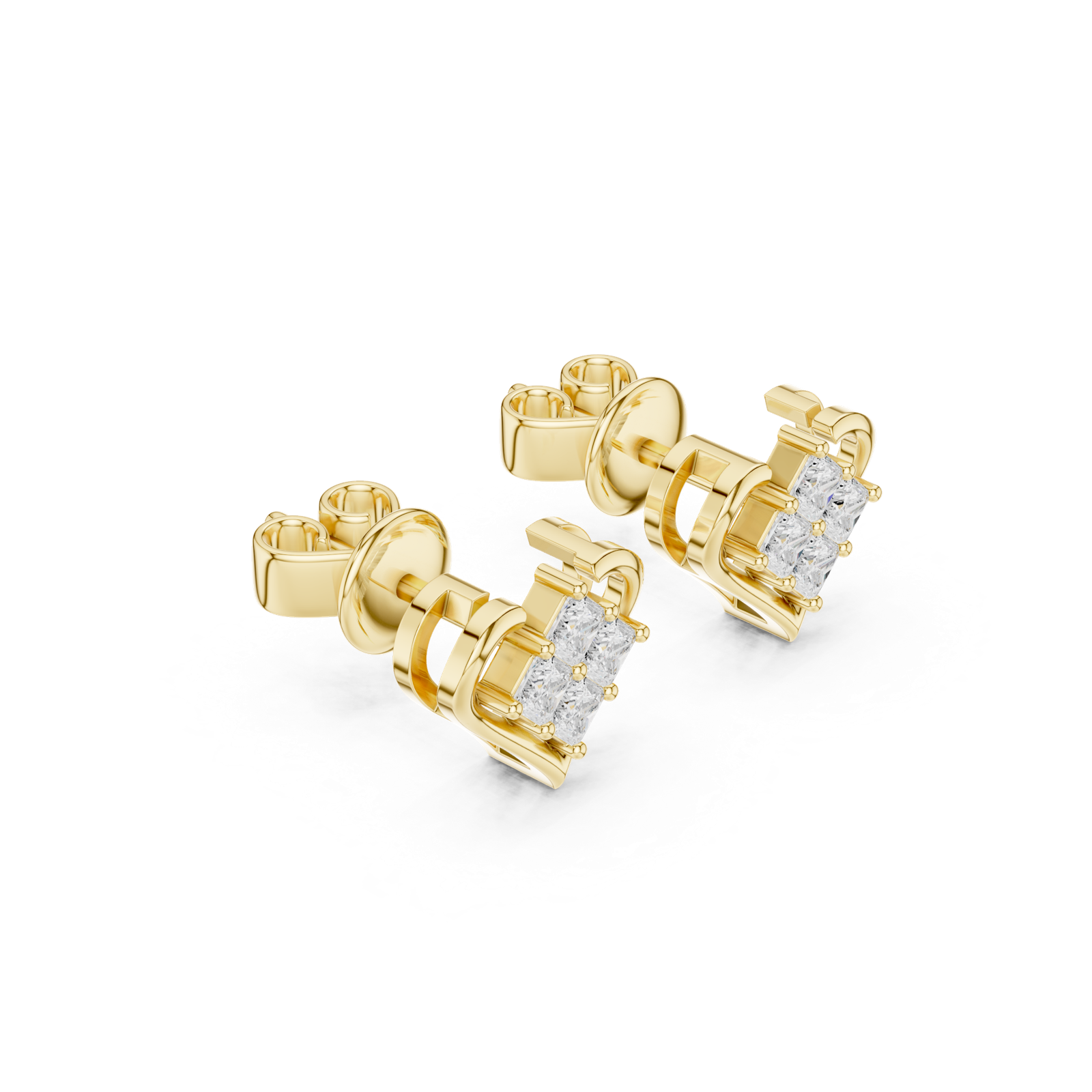 14K Solid Gold Lab Diamond Heart Stud Earrings, Yellow Gold, view 1