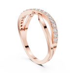 14K Solid Gold Lab Diamond Crossover Ring, Rose Gold, view 1
