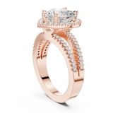 Gold Ring DDLR-350, Heart center stone, Rose Gold, view 1