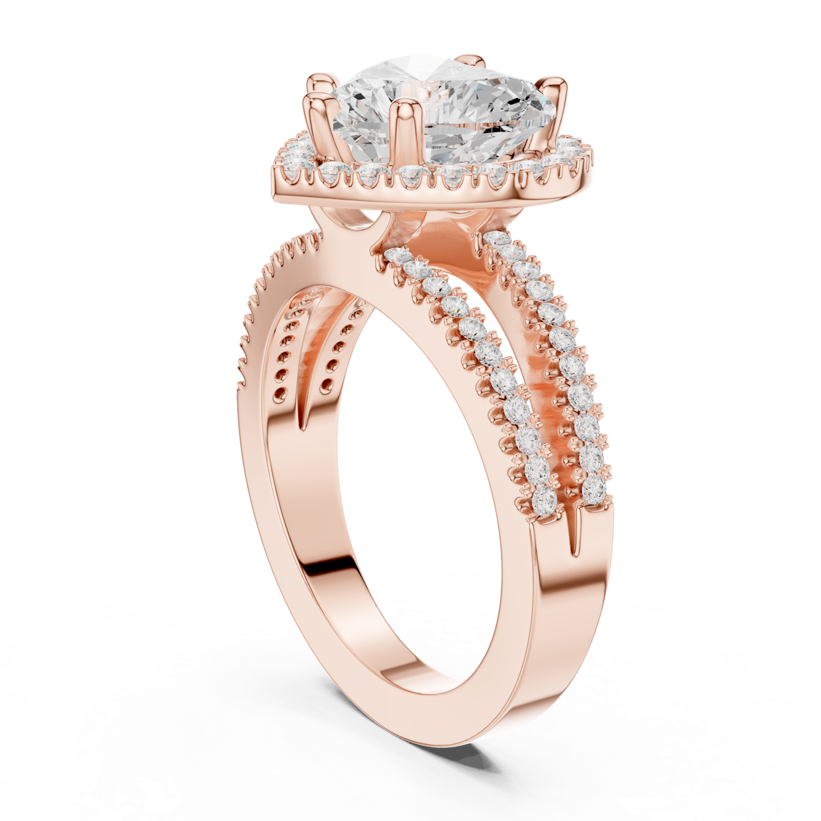 Gold Ring DDLR-350, Heart center stone, Rose Gold, view 1