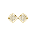 14K Solid Gold Lab Diamond Cluster Earrings, Yellow Gold
