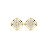 14K Solid Gold Lab Diamond Cluster Earrings, Yellow Gold