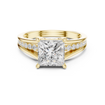 Gold Ring DDLR-253, Princess center stone, Yellow Gold, view 4