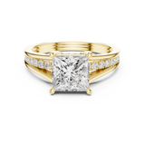 Gold Ring DDLR-253, Princess center stone, Yellow Gold, view 4