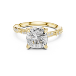 Gold Ring DDLR-167, Cushion center stone, Yellow Gold, view 4