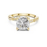 Gold Ring DDLR-167, Cushion center stone, Yellow Gold, view 4
