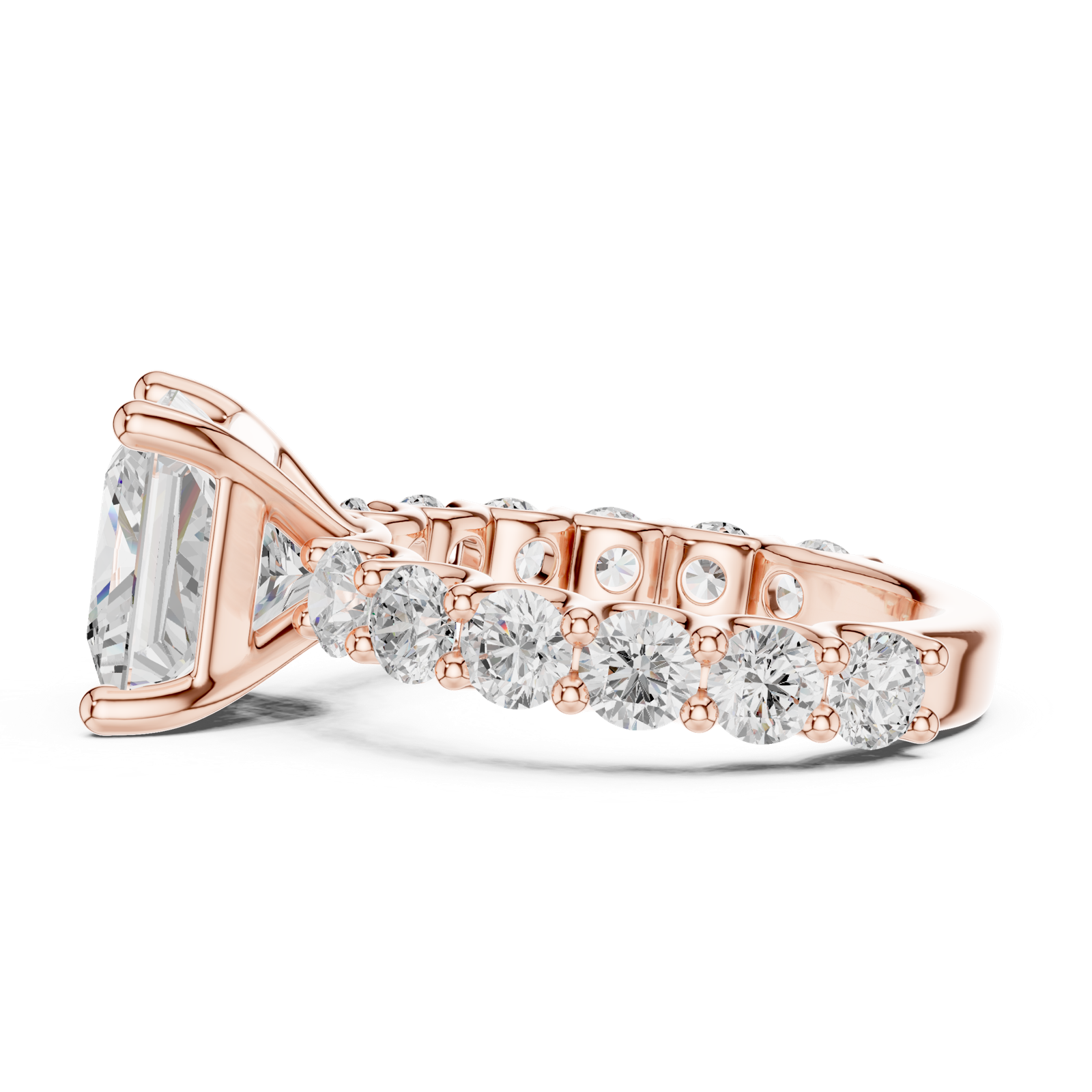 Gold Ring DDLR-087, Princess center stone, Rose Gold, view 3