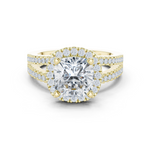 Gold Ring DDLR-350, Cushion center stone, Yellow Gold