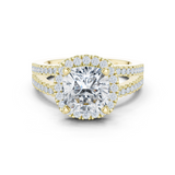 Gold Ring DDLR-350, Cushion center stone, Yellow Gold