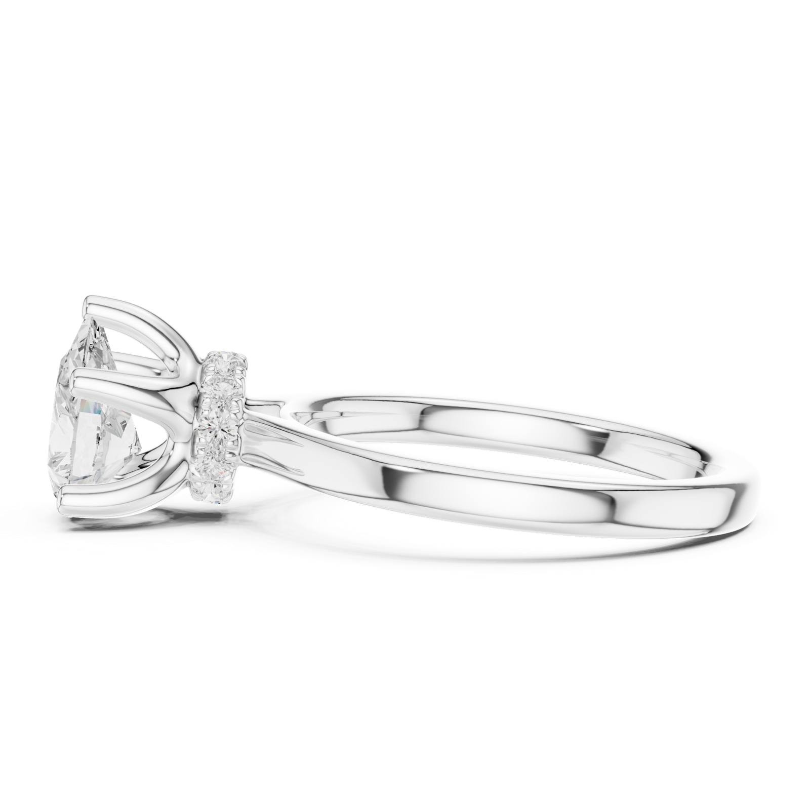 Gold Ring DDLR-176, Pear center stone, White Gold, view 3