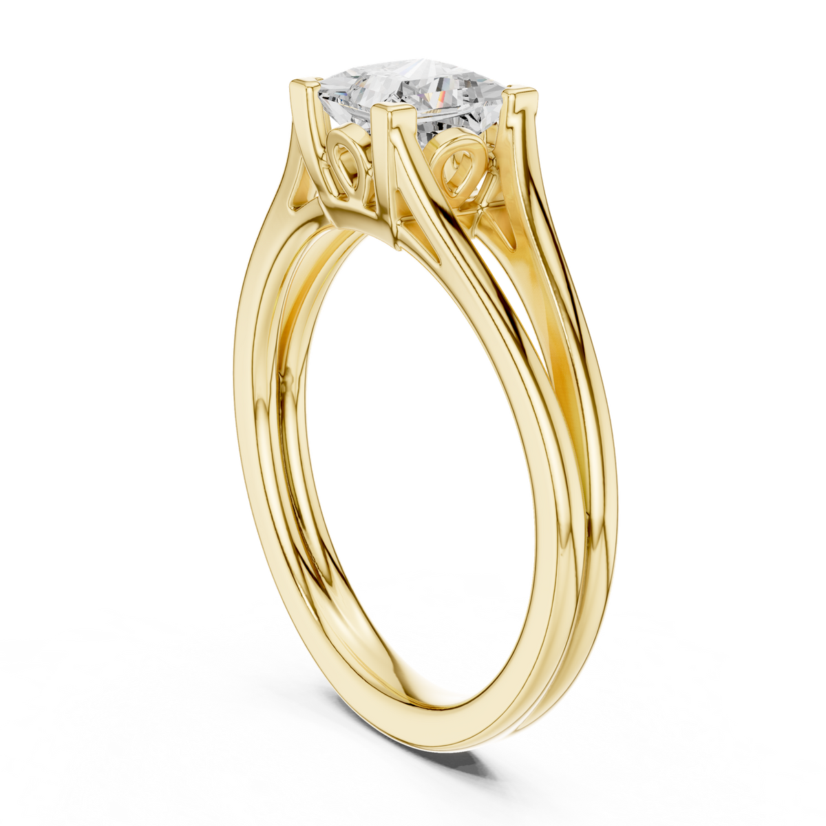 14K Solid Gold Lab Diamond Solitaire Ring, Yellow Gold, view 1