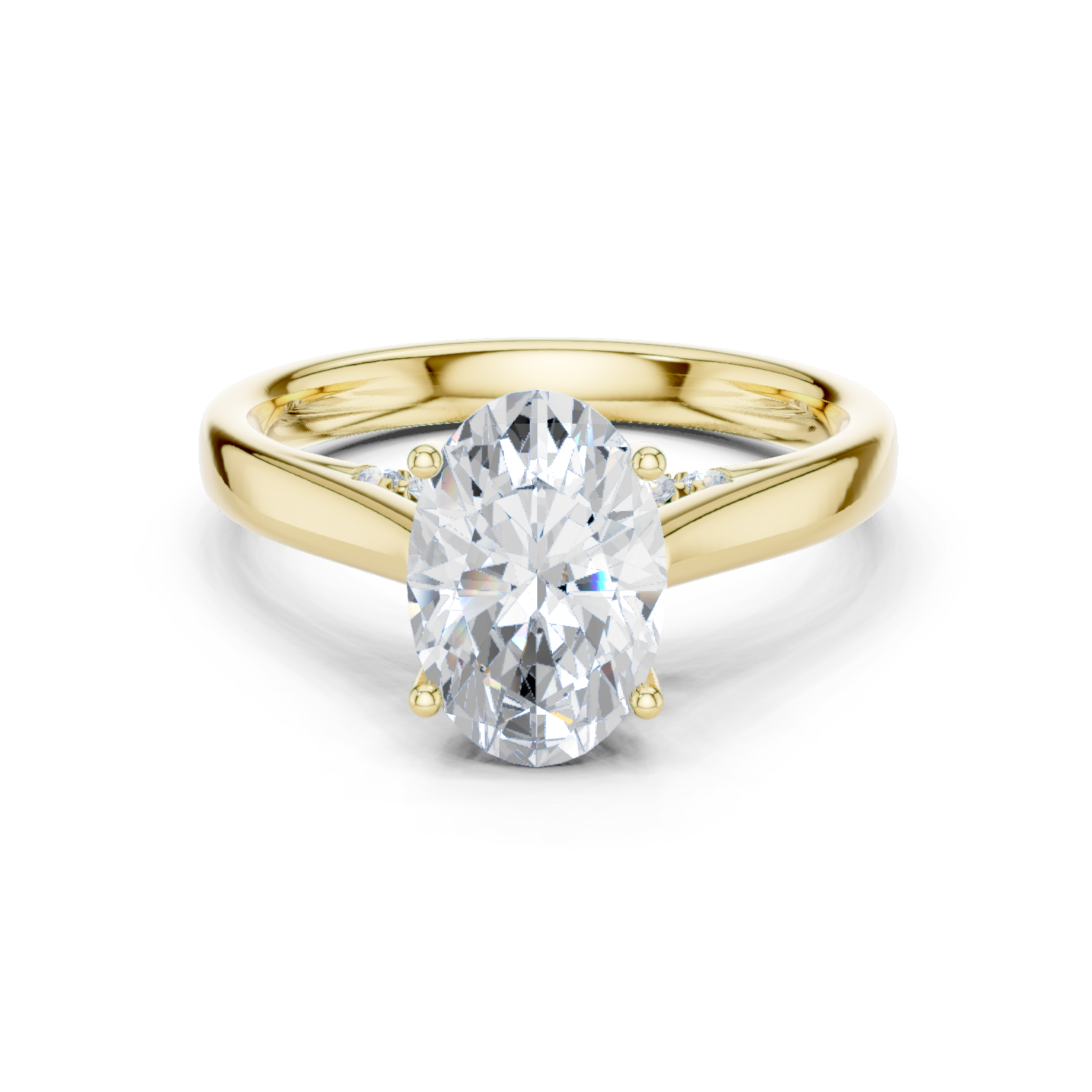Gold Jewelry L36-18, Oval center stone, Yellow Gold