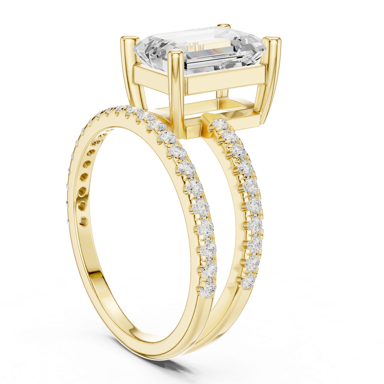 Gold Jewelry, Emerald center stone, Yellow Gold, view 1