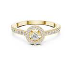 14K Solid Gold Lab Diamond Halo Ring, Yellow Gold
