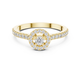 14K Solid Gold Lab Diamond Halo Ring, Yellow Gold