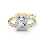 Gold Jewelry, Asscher center stone, Yellow Gold