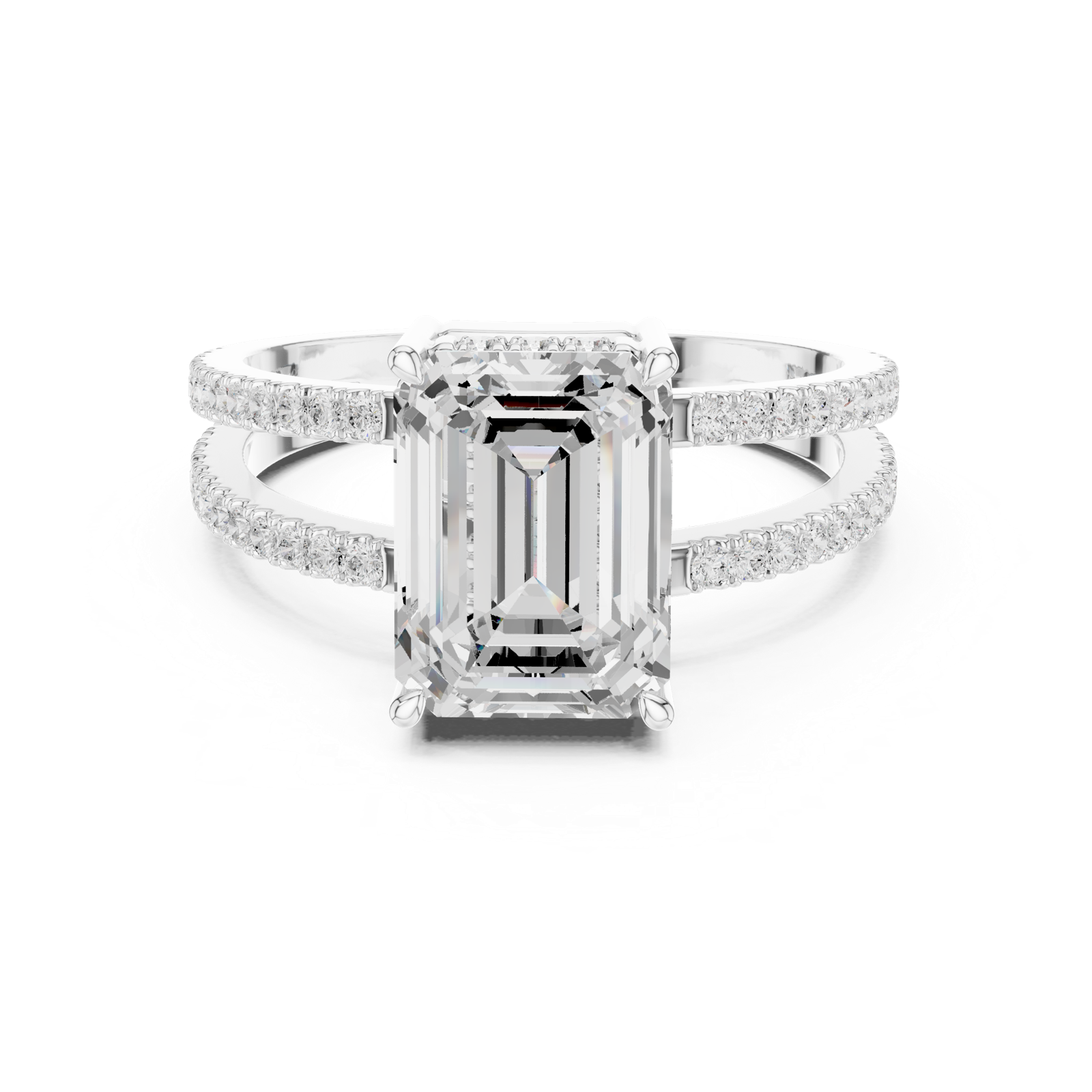 Gold Jewelry L36-13, Emerald center stone, White Gold, view 4