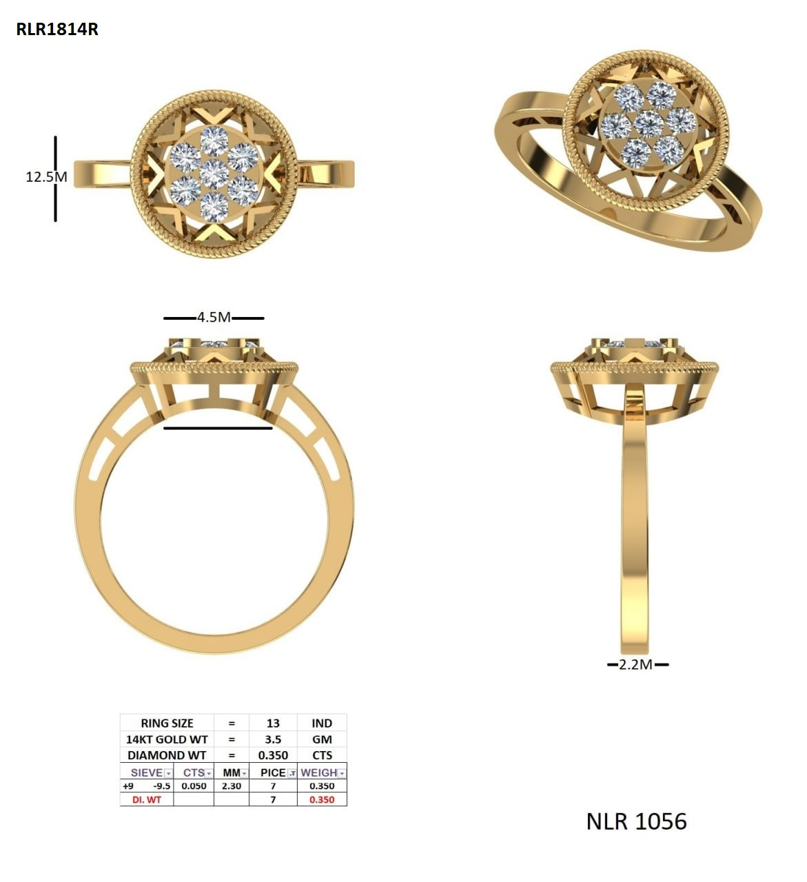 Gold Ring DDLR-688, Yellow Gold, view 50