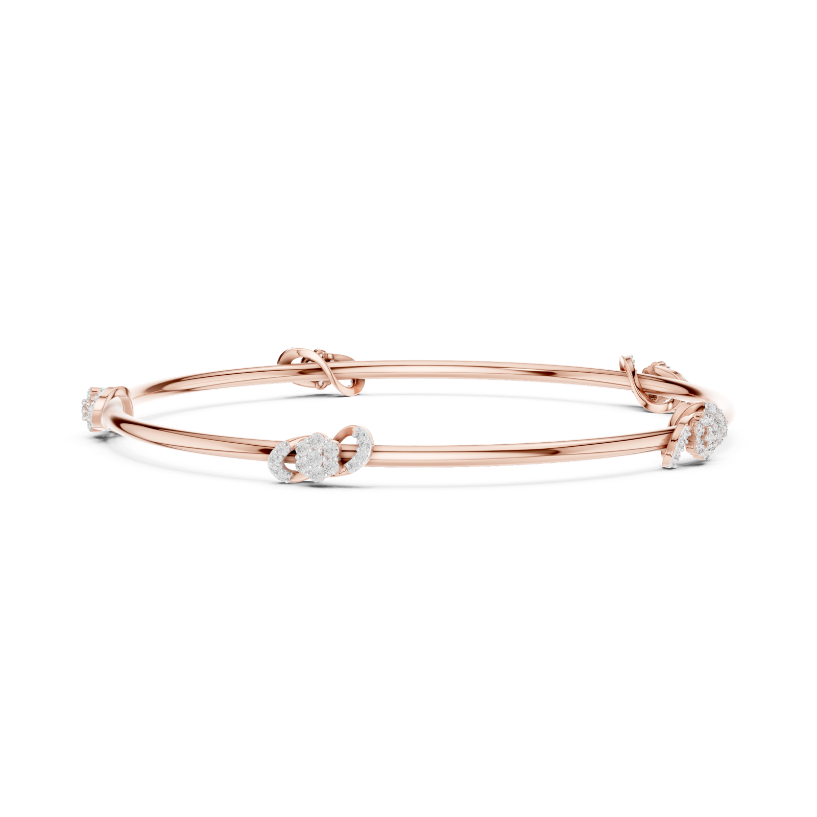14K Solid Gold Lab Diamond Bracelet, Rose Gold, view 3