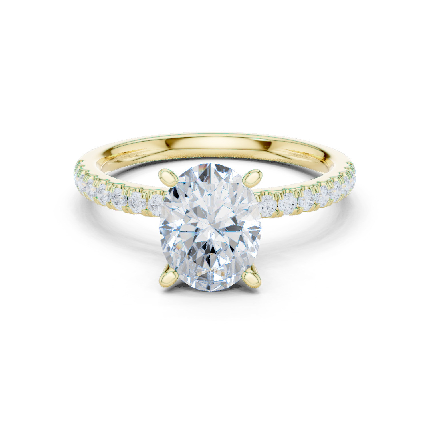 Gold Ring DDLR-256, Oval center stone, Yellow Gold