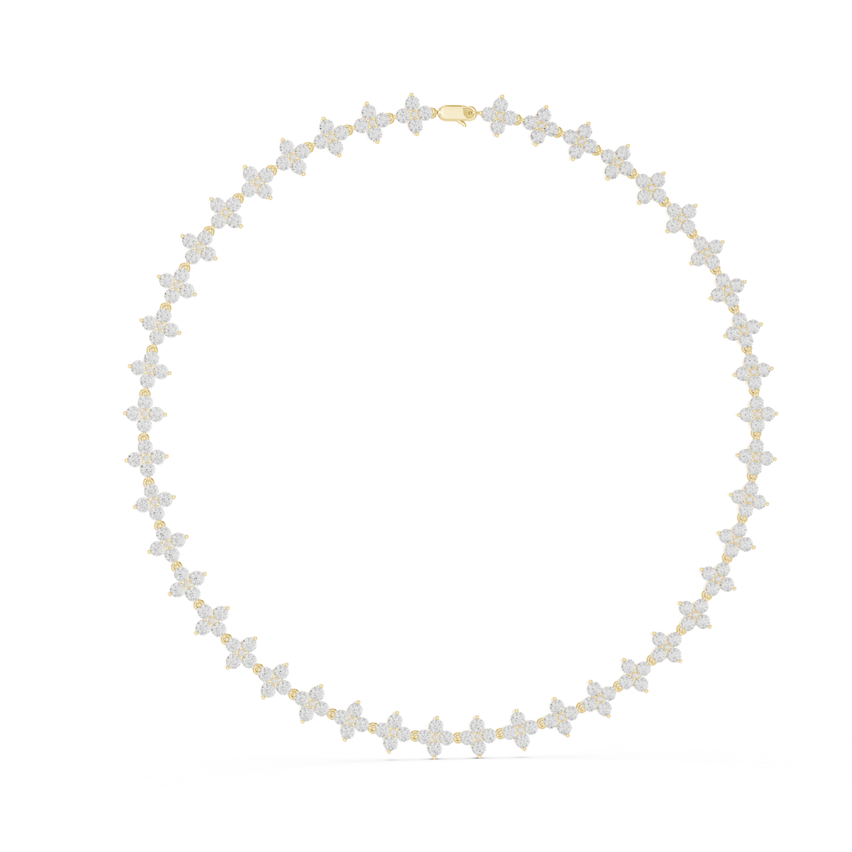 14K Solid Gold Lab Diamond Star Station Necklace, Yellow Gold, view 1