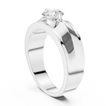 14K Solid Gold Lab Diamond Signet Ring, White Gold, view 1