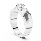 14K Solid Gold Lab Diamond Signet Ring, White Gold, view 1