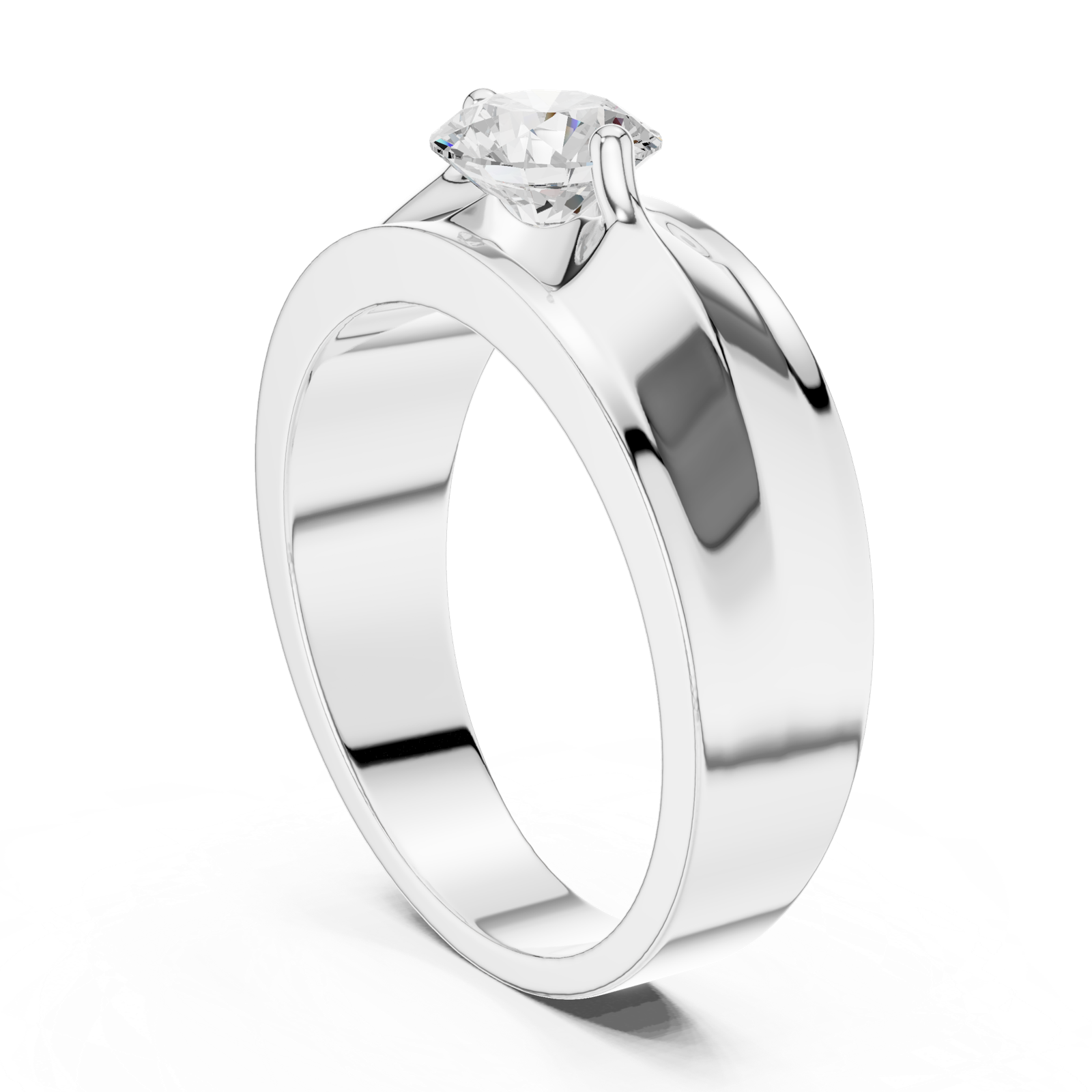 14K Solid Gold Lab Diamond Signet Ring, White Gold, view 1