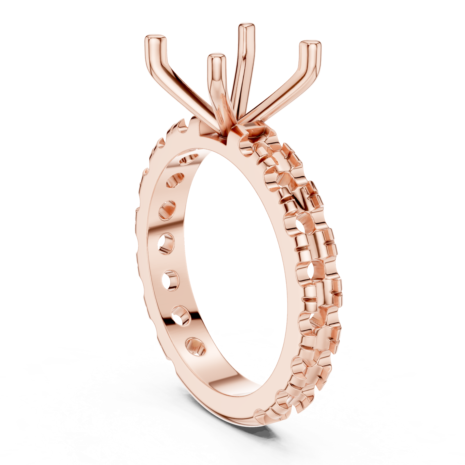 Gold Jewelry, Cushion center stone, Rose Gold, view 1