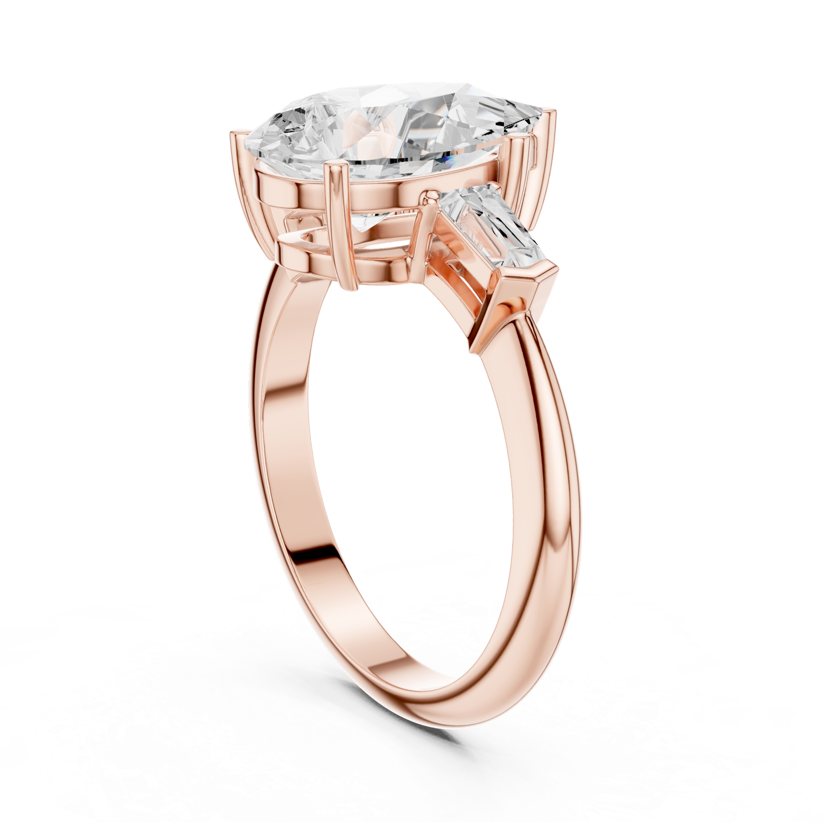Gold Jewelry L35-67, Pear center stone, Rose Gold, view 1