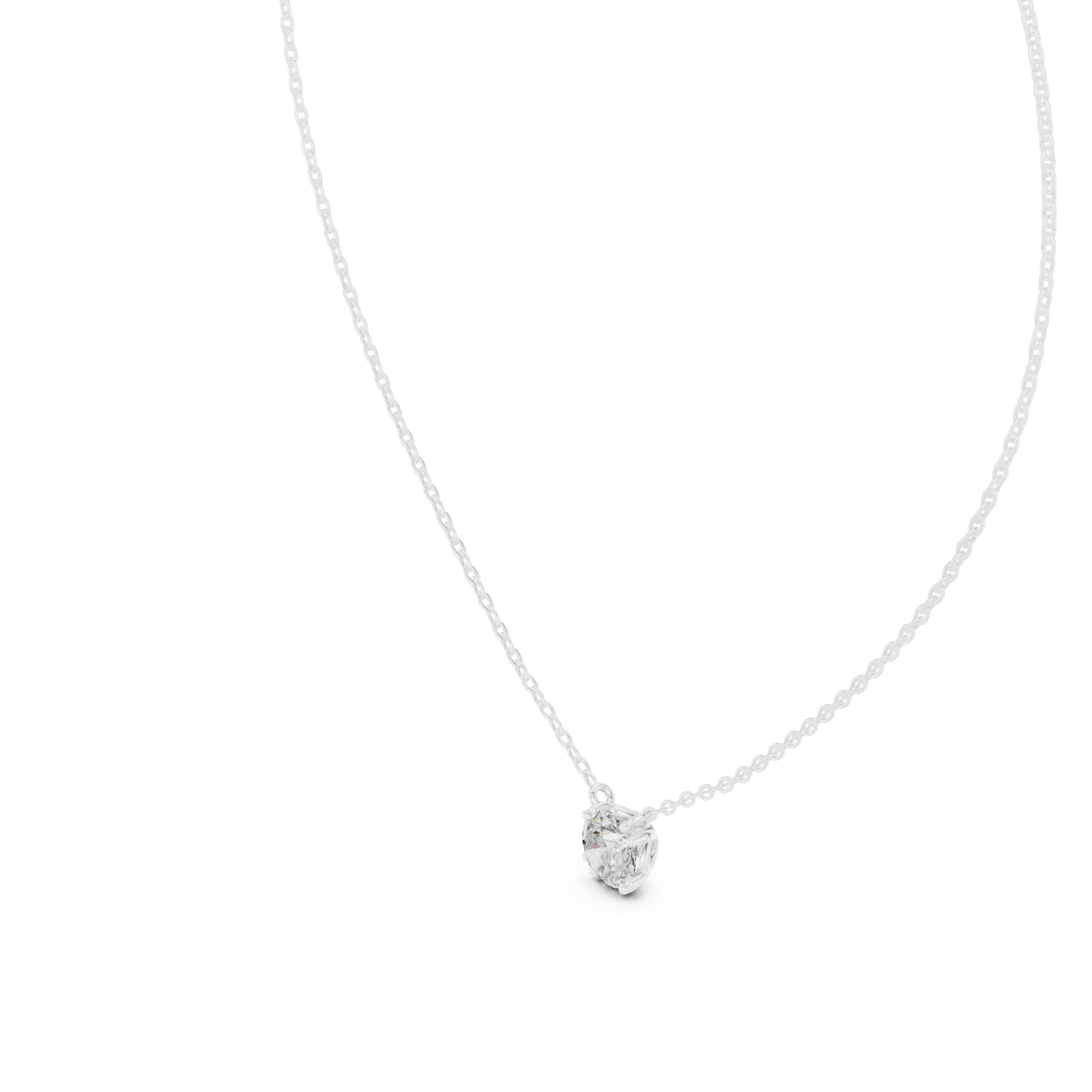 14K Solid Gold Lab Diamond Solitaire Pendant Necklace, White Gold, view 2