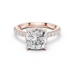 14K Solid Gold Lab Diamond Solitaire Ring, Rose Gold