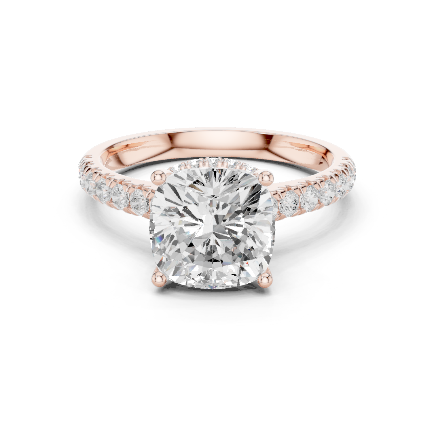 14K Solid Gold Lab Diamond Solitaire Ring, Rose Gold