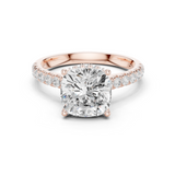 14K Solid Gold Lab Diamond Solitaire Ring, Rose Gold