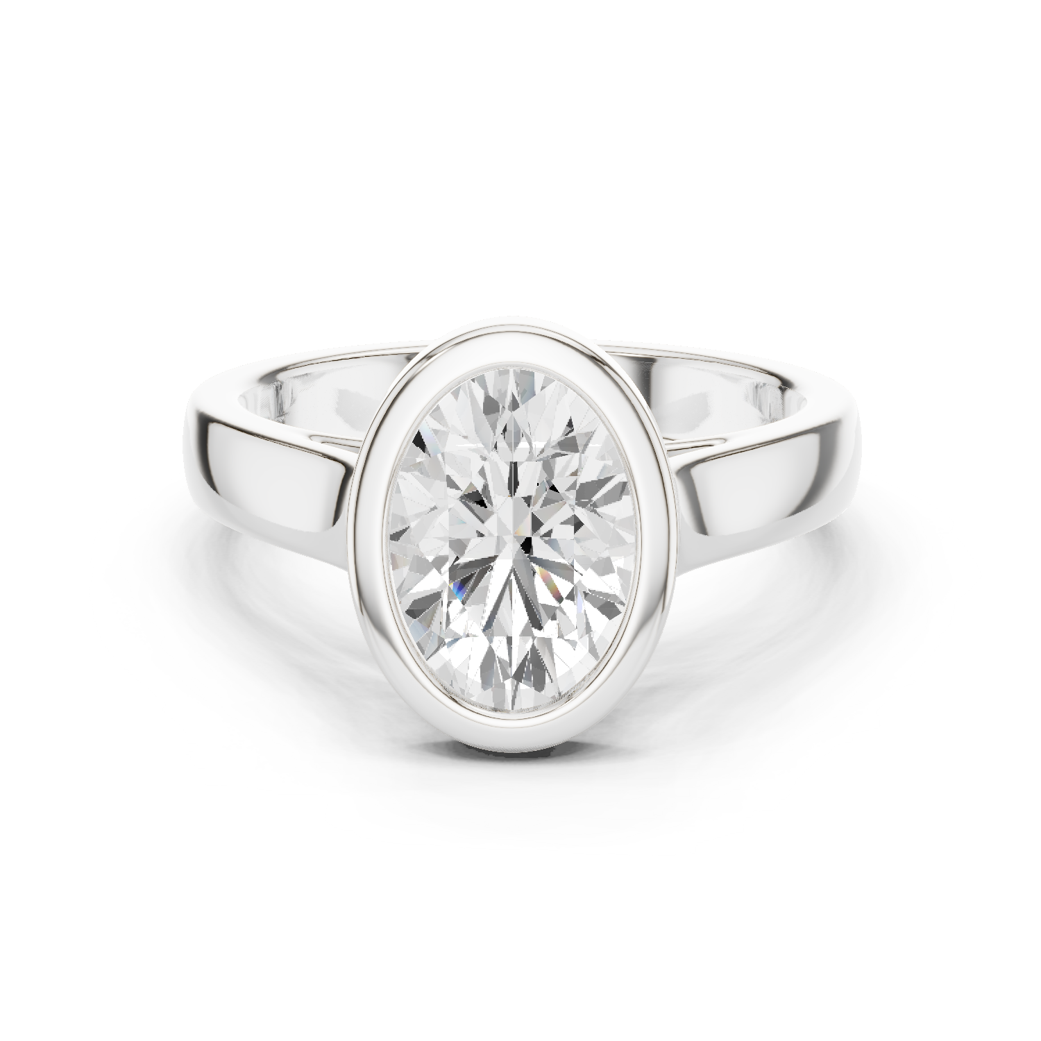 Gold Jewelry L36-3, Oval center stone, White Gold