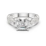 Gold Ring, Asscher center stone, White Gold