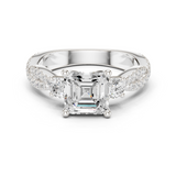 Gold Ring, Asscher center stone, White Gold